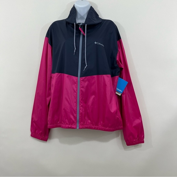 Columbia Pink Blue Morning View Zipper Collared Windbreaker Jacket - Picture 1 of 14
